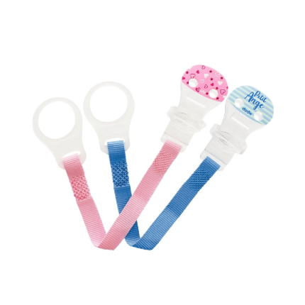 DODIE ATTACHE SUCETTE RUBAN BLEU ANGE ROSE CŒUR